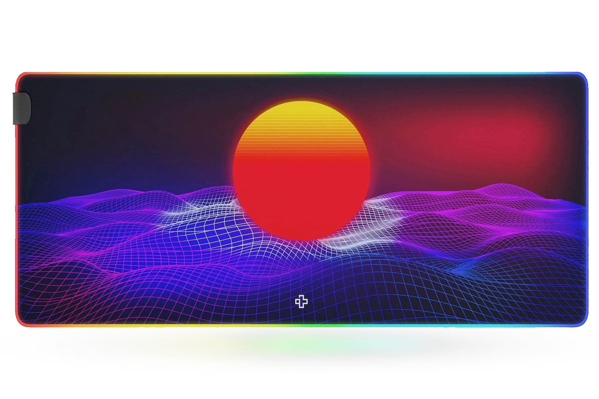 QwertyKey CyberWave V2 RGB gamer asztali egérpad, vízálló, varrott szélek, 4 mm, csúszásmentes gumitalp