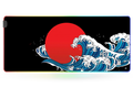 QwertyKey JapanWave RGB gamer asztali egérpad, vízálló, varrott szélek, 4 mm, csúszásmentes gumitalp