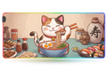 QwertyKey Lucky Neko Ramen RGB gamer asztali egérpad, vízálló, varrott szélek, 4 mm, csúszásmentes gumitalp