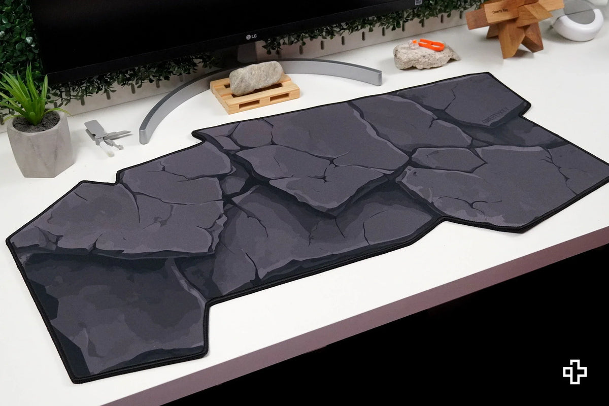 QwertyKey Stone gamer asztali egérpad, vízálló, varrott szélek, 4 mm, csúszásmentes gumitalp