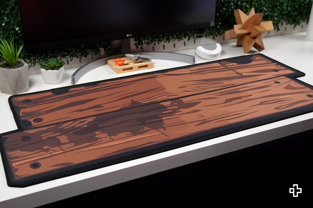 QwertyKey Wood gamer asztali egérpad, vízálló, varrott szélek, 4 mm, csúszásmentes gumitalp