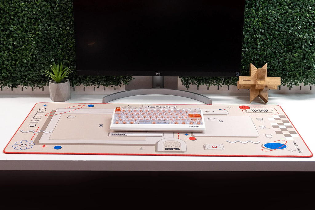QwertyKey Retro gamer asztali egérpad, vízálló, varrott szélek, 4 mm, csúszásmentes gumitalp