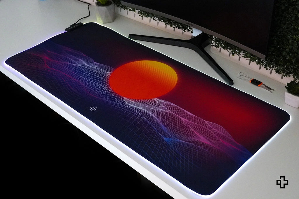 QwertyKey CyberWave V2 RGB gamer asztali egérpad, vízálló, varrott szélek, 4 mm, csúszásmentes gumitalp