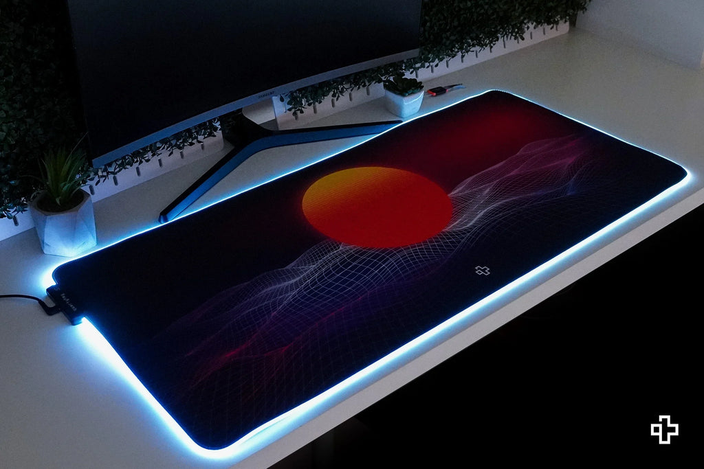 QwertyKey CyberWave V2 RGB gamer asztali egérpad, vízálló, varrott szélek, 4 mm, csúszásmentes gumitalp