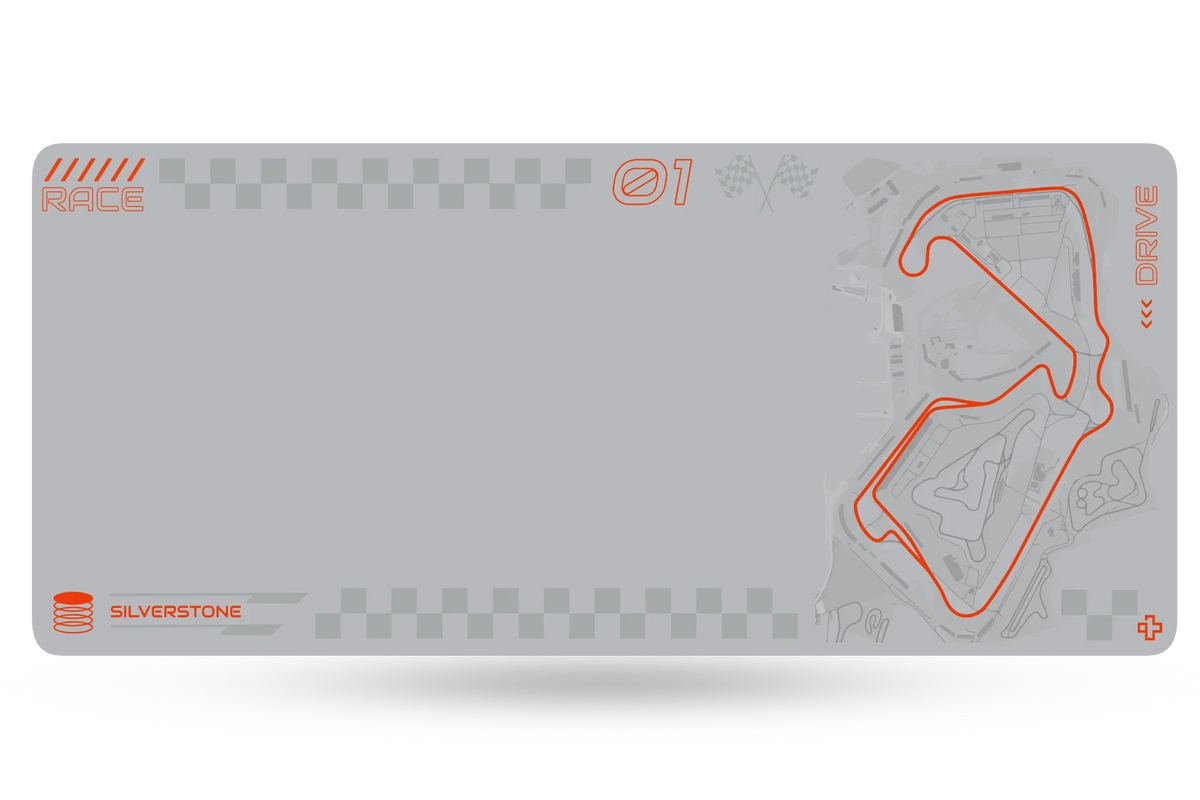 QwertyKey Formula Silver Circuit gamer asztali egérpad, vízálló, varrott szélek, 4 mm, csúszásmentes gumitalp