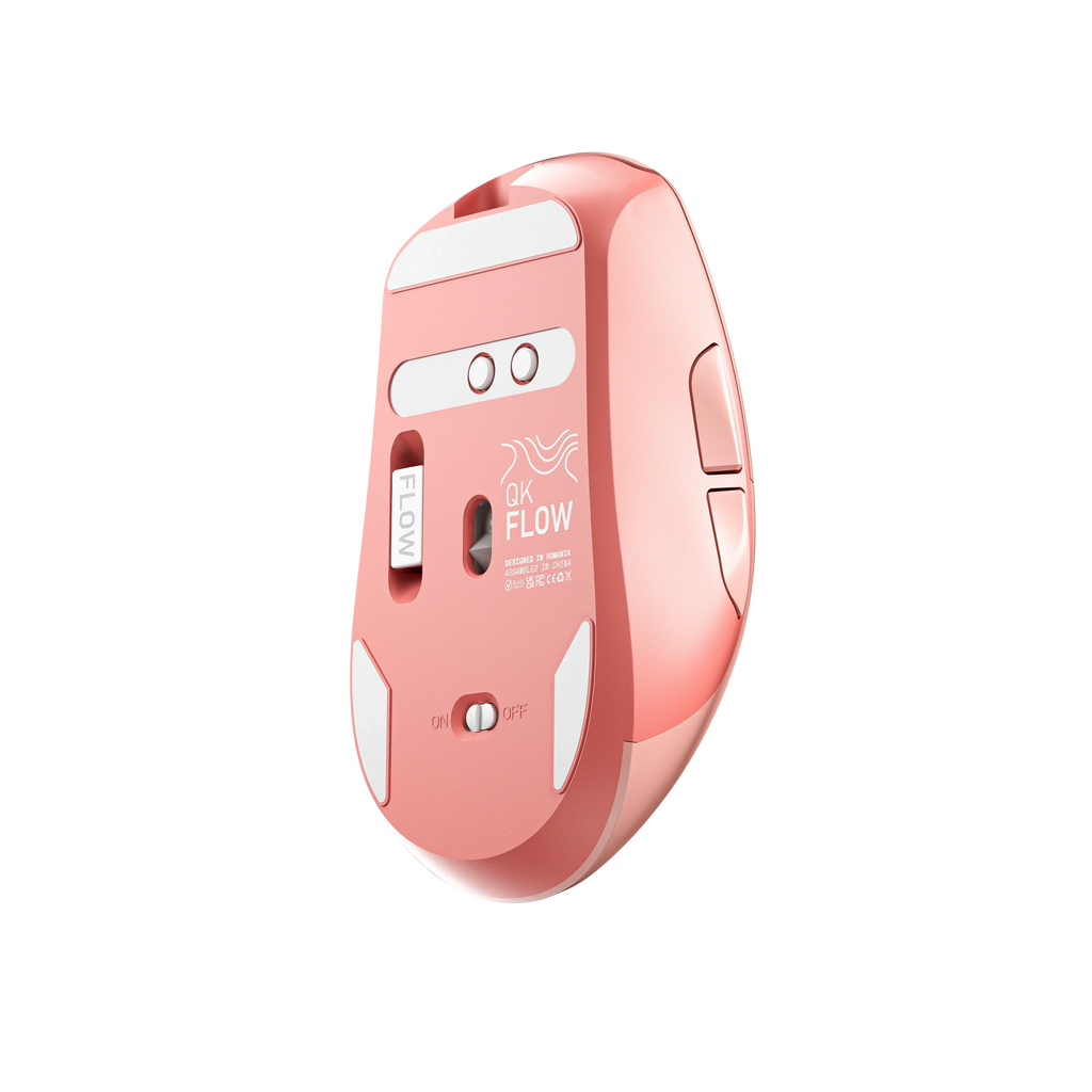 QwertyKey Flow Office vezeték nélküli Bluetooth RGB egér, rózsaszín
