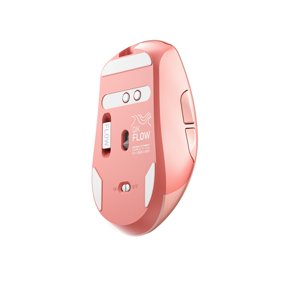 QwertyKey Flow Office vezeték nélküli Bluetooth RGB egér, rózsaszín