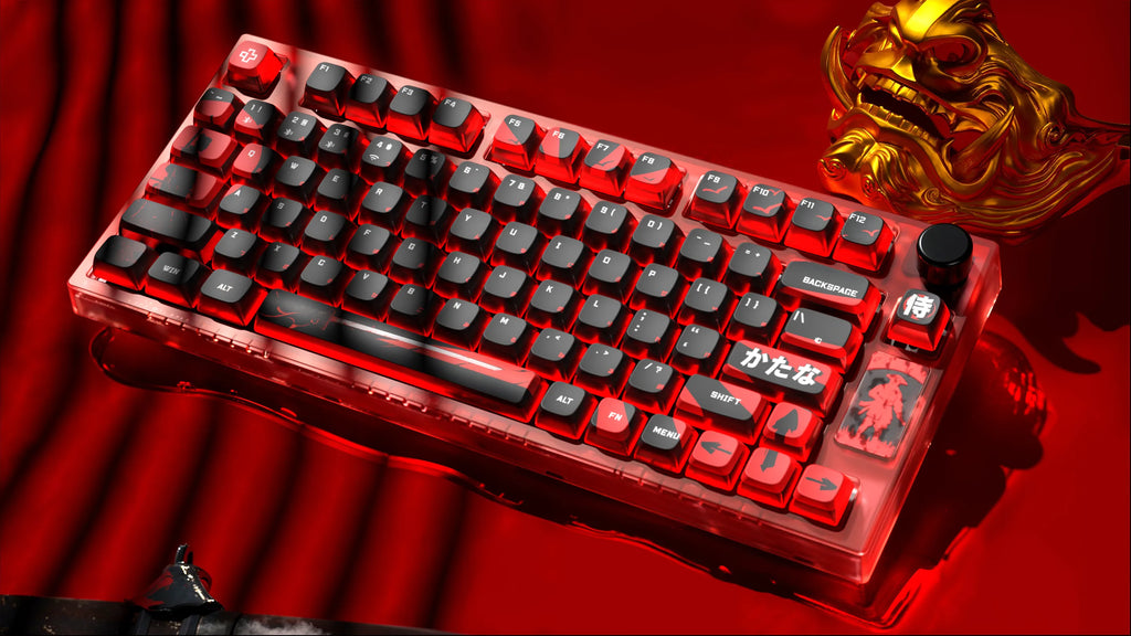 QwertyKey75 Samurai – vezeték nélküli mechanikus gamer billentyűzet, hot-swap, Full RGB, QMK/VIA, gasket mount