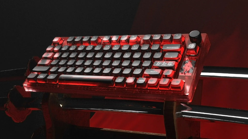QwertyKey75 Samurai – vezeték nélküli mechanikus gamer billentyűzet, hot-swap, Full RGB, QMK/VIA, gasket mount