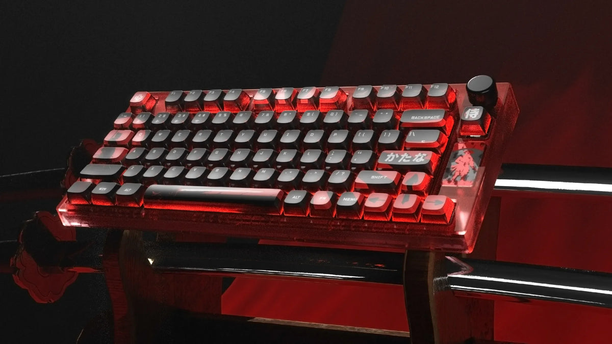 QwertyKey75 Samurai – vezeték nélküli mechanikus gamer billentyűzet, hot-swap, Full RGB, QMK/VIA, gasket mount