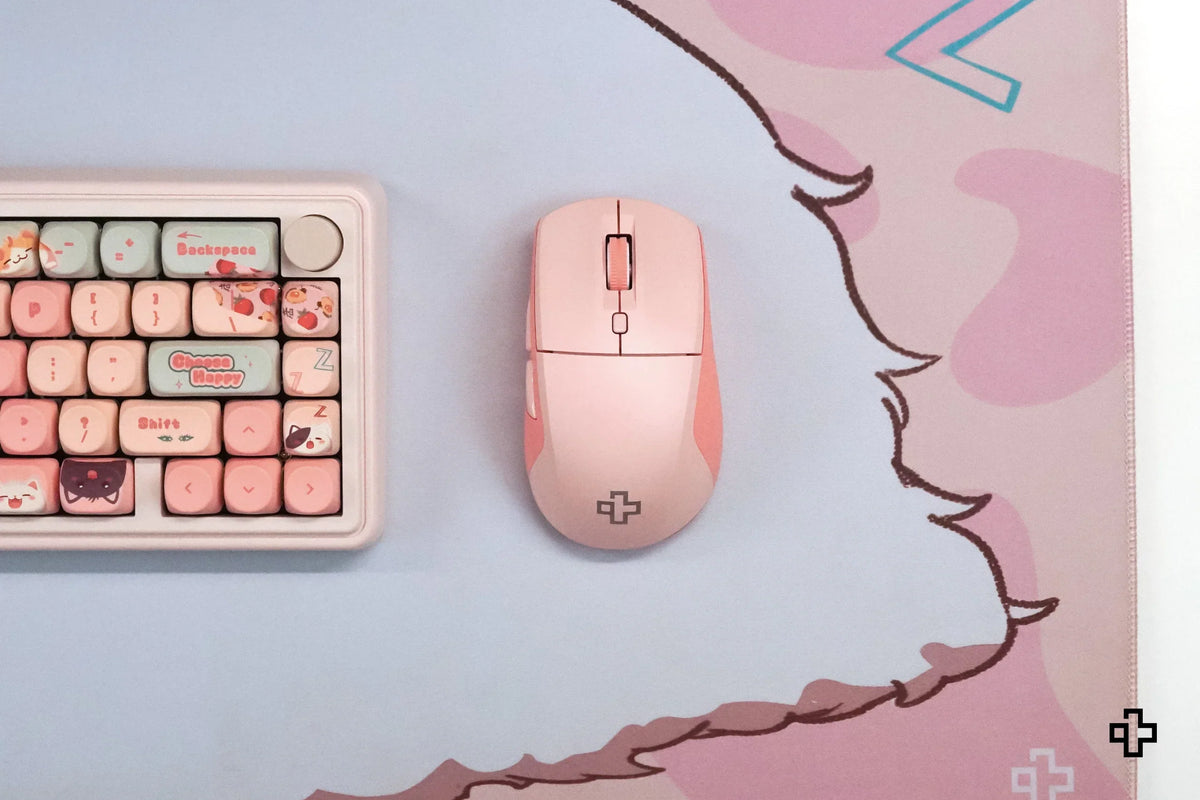 QwertyKey Flow Office vezeték nélküli Bluetooth RGB egér, rózsaszín