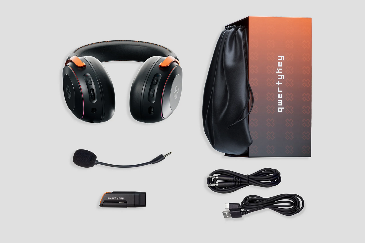 QwertyKey Pulse vezeték nélküli gamer headset, háromféle csatlakozás, RGB, szoftver, mikrofon AI zajszűréssel