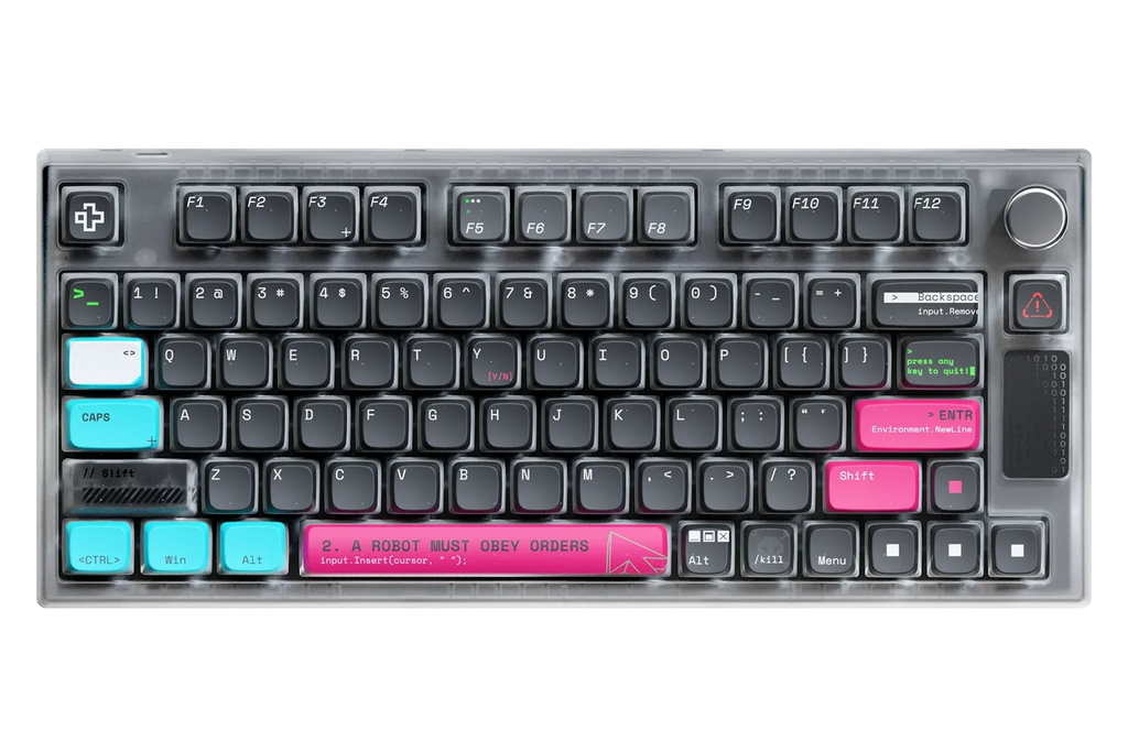 QwertyKey75 Terminal – vezeték nélküli mechanikus gamer billentyűzet, hot-swap, Full RGB, QMK/VIA, gasket mount
