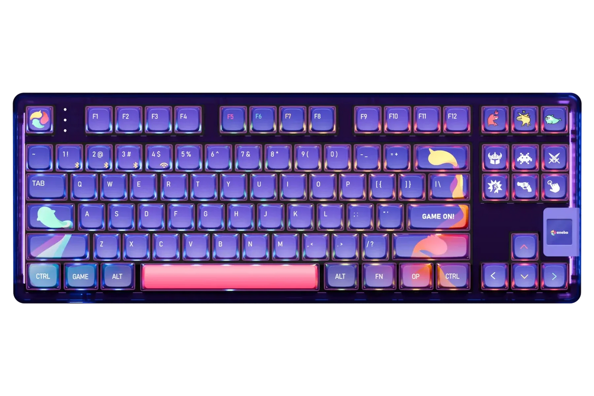 QwertyKey80 x Eneba Limited Edition – vezeték nélküli mechanikus gamer billentyűzet kijelzővel, hot-swap, Full RGB, QMK/VIA, gasket mount