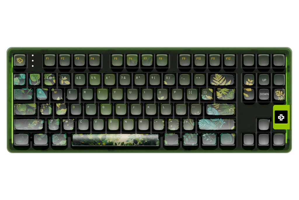 QwertyKey80 Leaf – vezeték nélküli mechanikus gamer billentyűzet kijelzővel, hot-swap, Full RGB, QMK/VIA, gasket mount