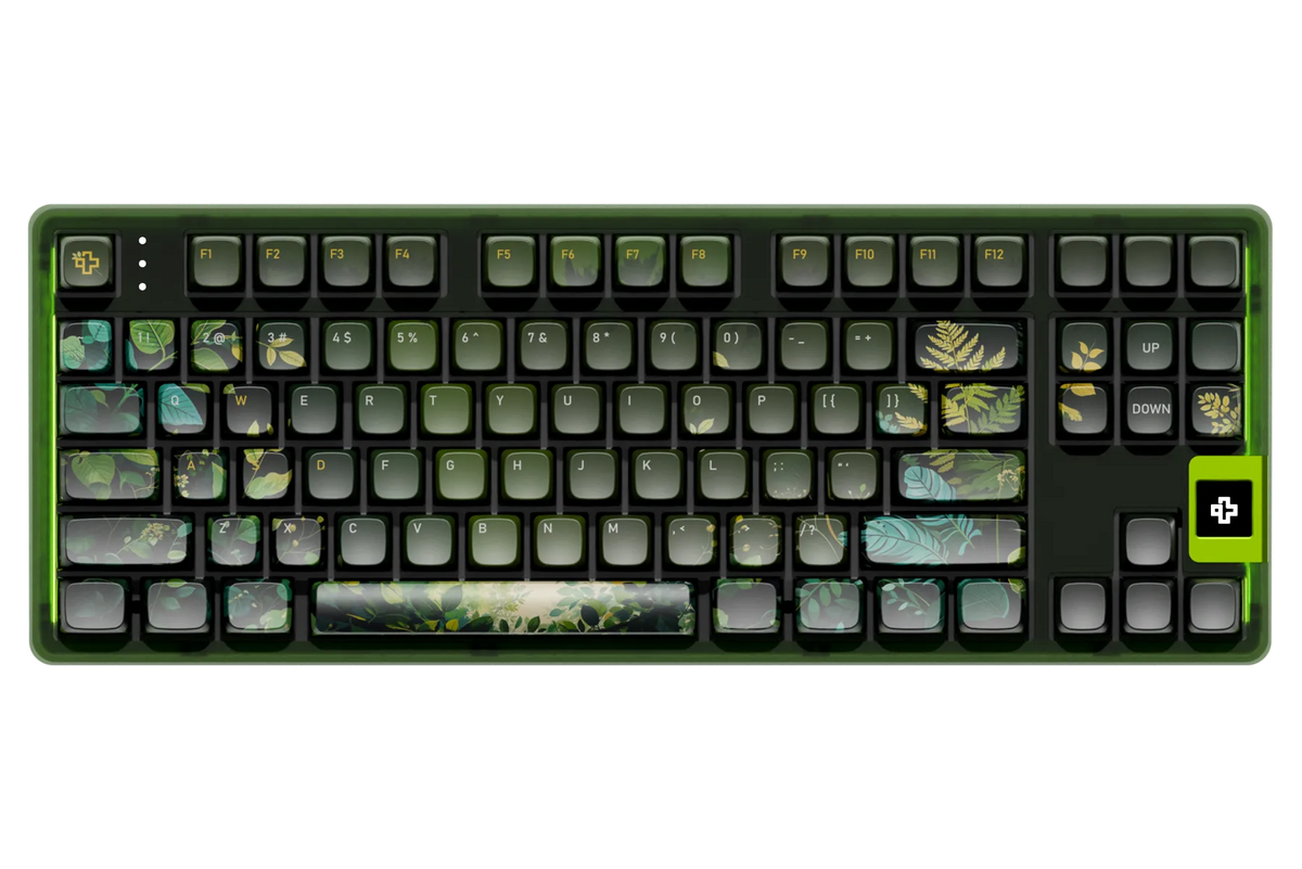 QwertyKey80 Leaf – vezeték nélküli mechanikus gamer billentyűzet kijelzővel, hot-swap, Full RGB, QMK/VIA, gasket mount