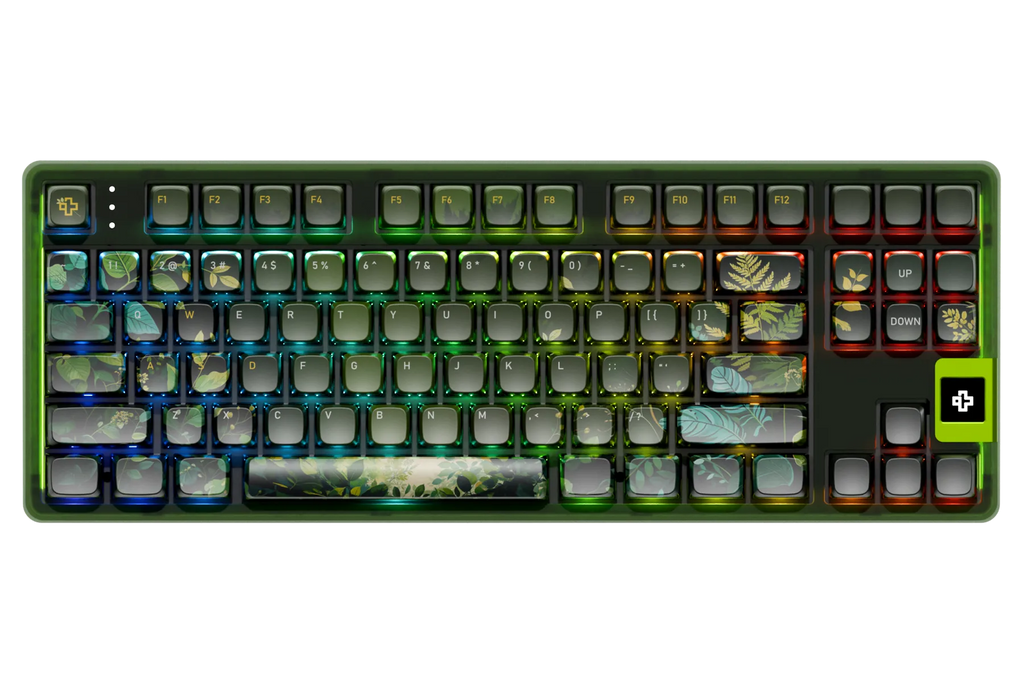 QwertyKey80 Leaf – vezeték nélküli mechanikus gamer billentyűzet kijelzővel, hot-swap, Full RGB, QMK/VIA, gasket mount