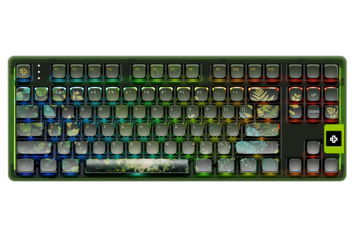 QwertyKey80 Leaf – vezeték nélküli mechanikus gamer billentyűzet kijelzővel, hot-swap, Full RGB, QMK/VIA, gasket mount