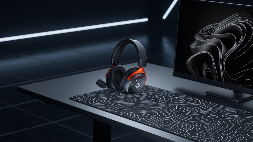 QwertyKey Pulse vezeték nélküli gamer headset, háromféle csatlakozás, RGB, szoftver, mikrofon AI zajszűréssel