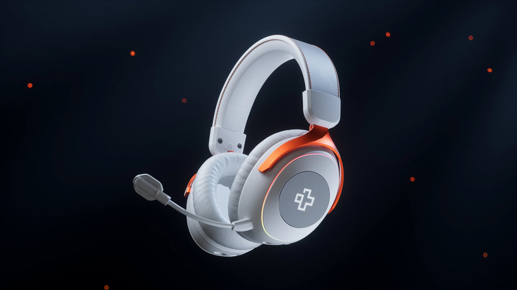 QwertyKey Pulse White vezeték nélküli gamer headset, háromféle csatlakozás, RGB, szoftver, mikrofon AI zajszűréssel