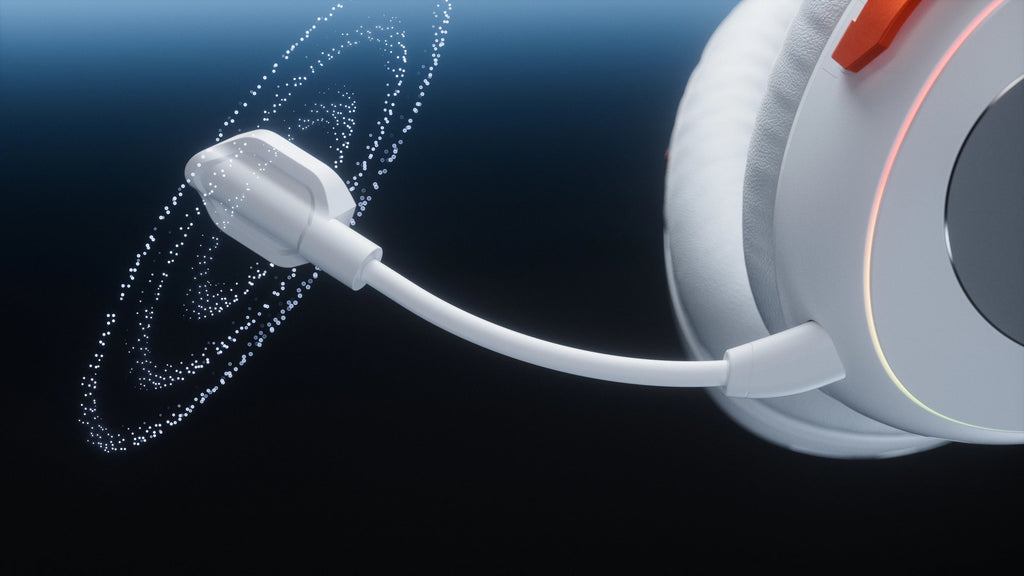 QwertyKey Pulse White vezeték nélküli gamer headset, háromféle csatlakozás, RGB, szoftver, mikrofon AI zajszűréssel