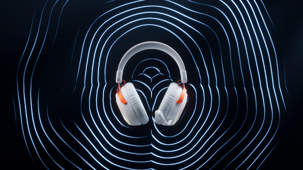 QwertyKey Pulse White vezeték nélküli gamer headset, háromféle csatlakozás, RGB, szoftver, mikrofon AI zajszűréssel