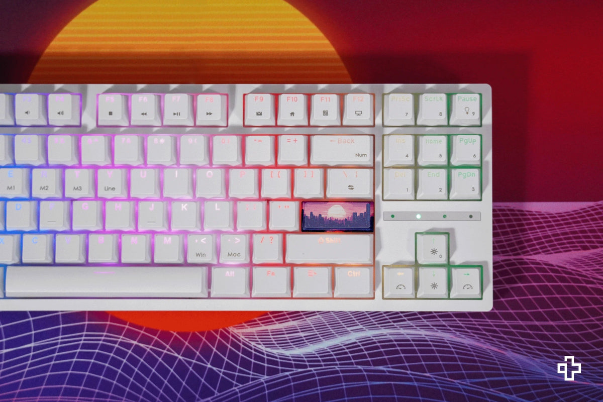 QwertyKey H87 White – vezeték nélküli mechanikus gamer billentyűzet, hot-swap, Full RGB