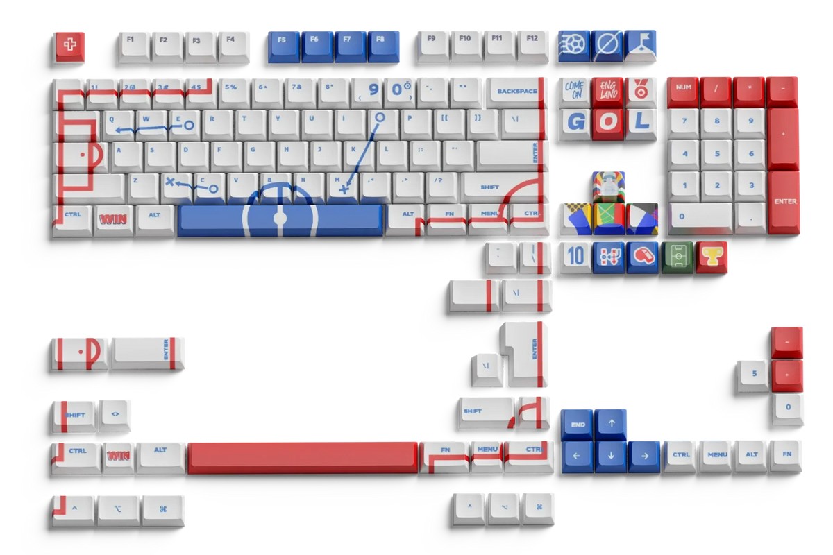 QwertyKey Euro 2024 Anglia XDA profilú PBT keycap szett