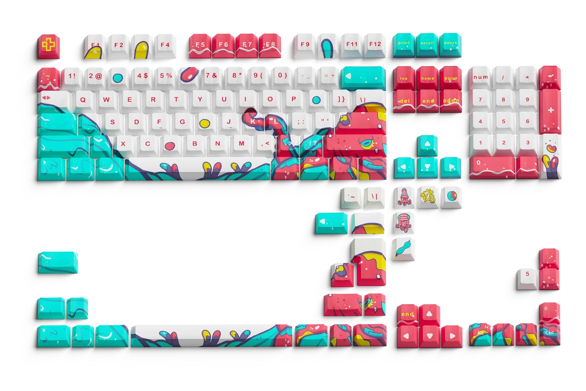 QwertyKey Octopus White OEM profilú PBT keycap szett