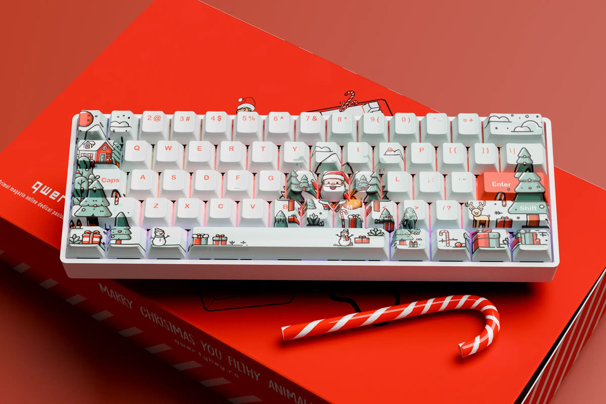 QwertyKey Santa – karácsonyi mechanikus gamer billentyűzet, hot-swap