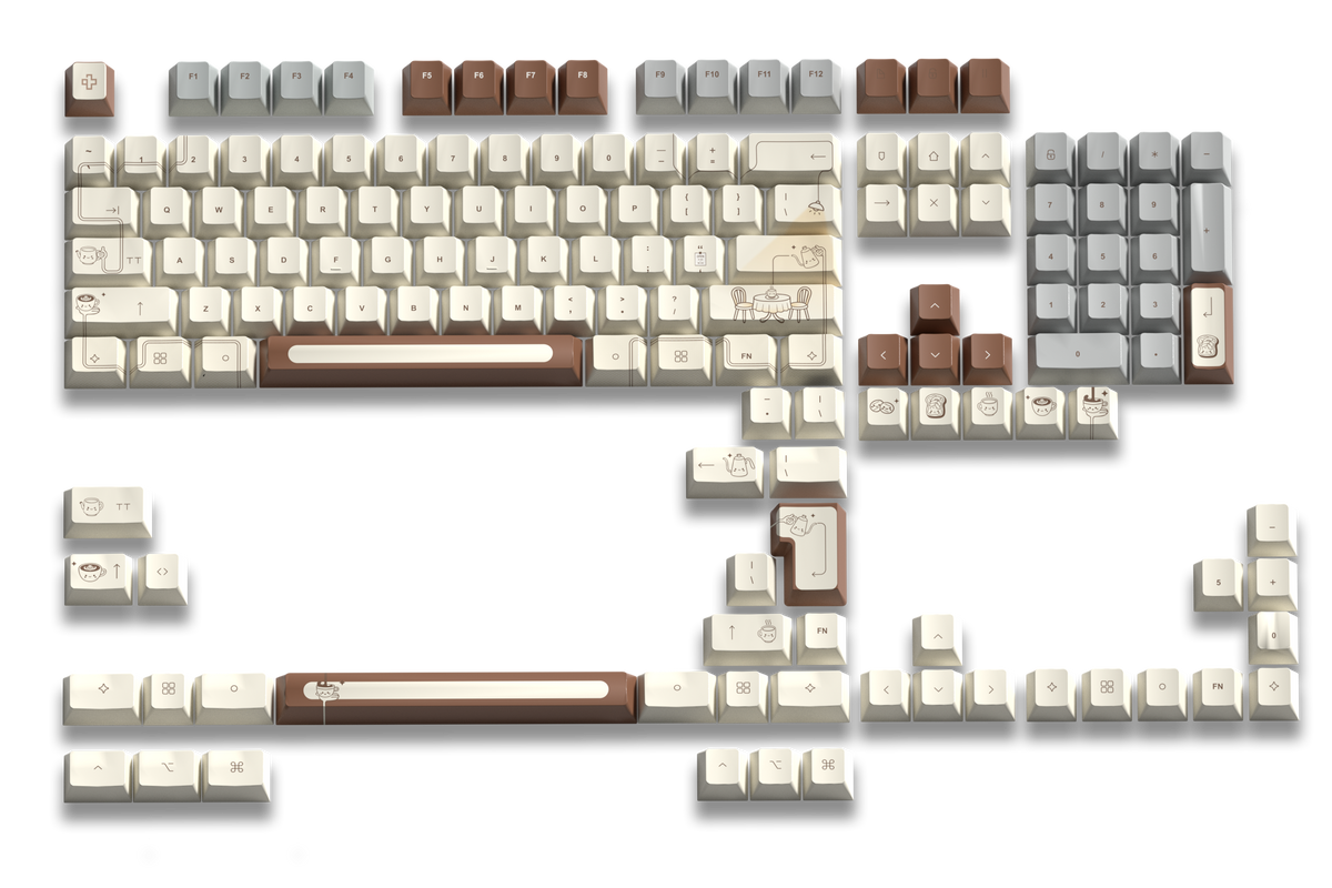 QwertyKey Coffee dye-sub keycap szett, Cherry profil