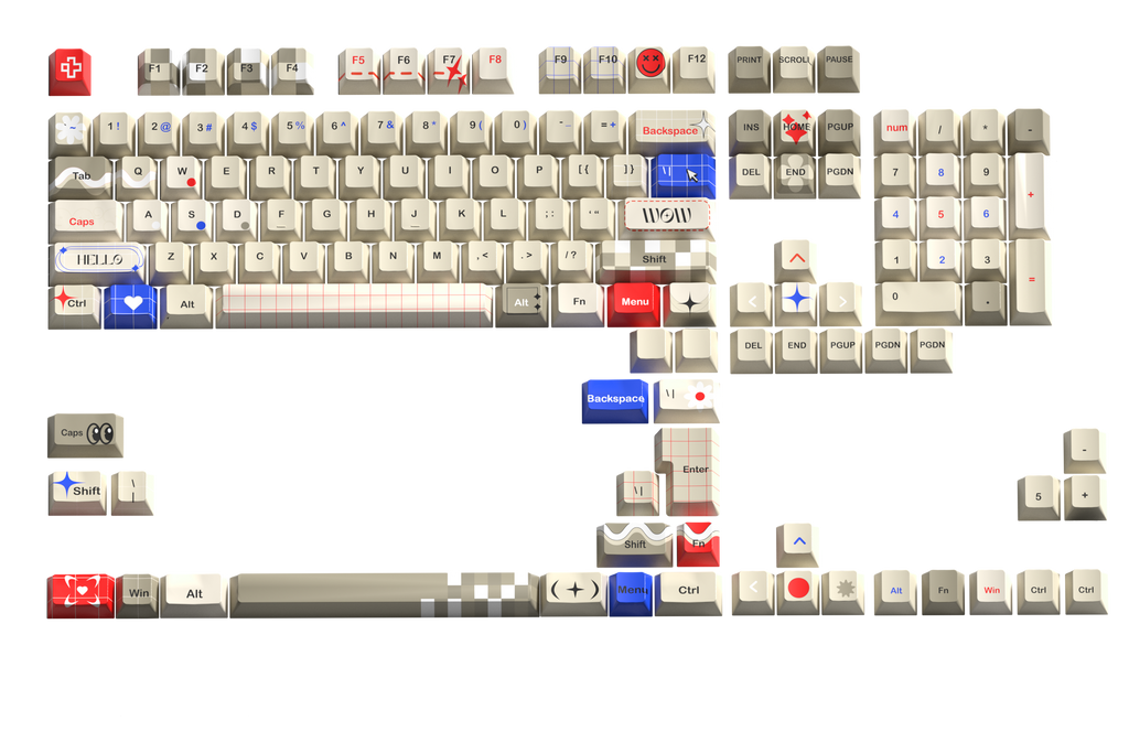 QwertyKey Retro dye-sub keycap szett, Cherry profil