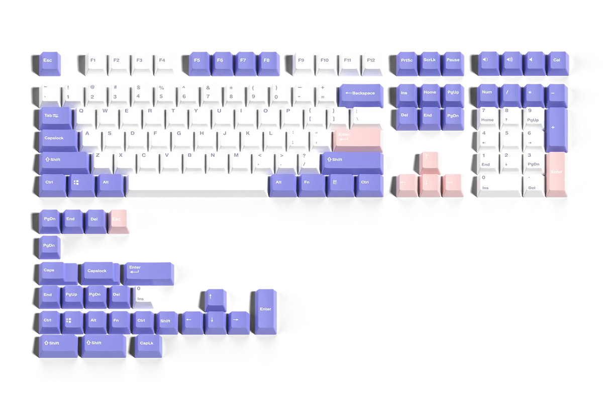 QwertyKey Violet PBT double-shot OEM profilú keycap szett