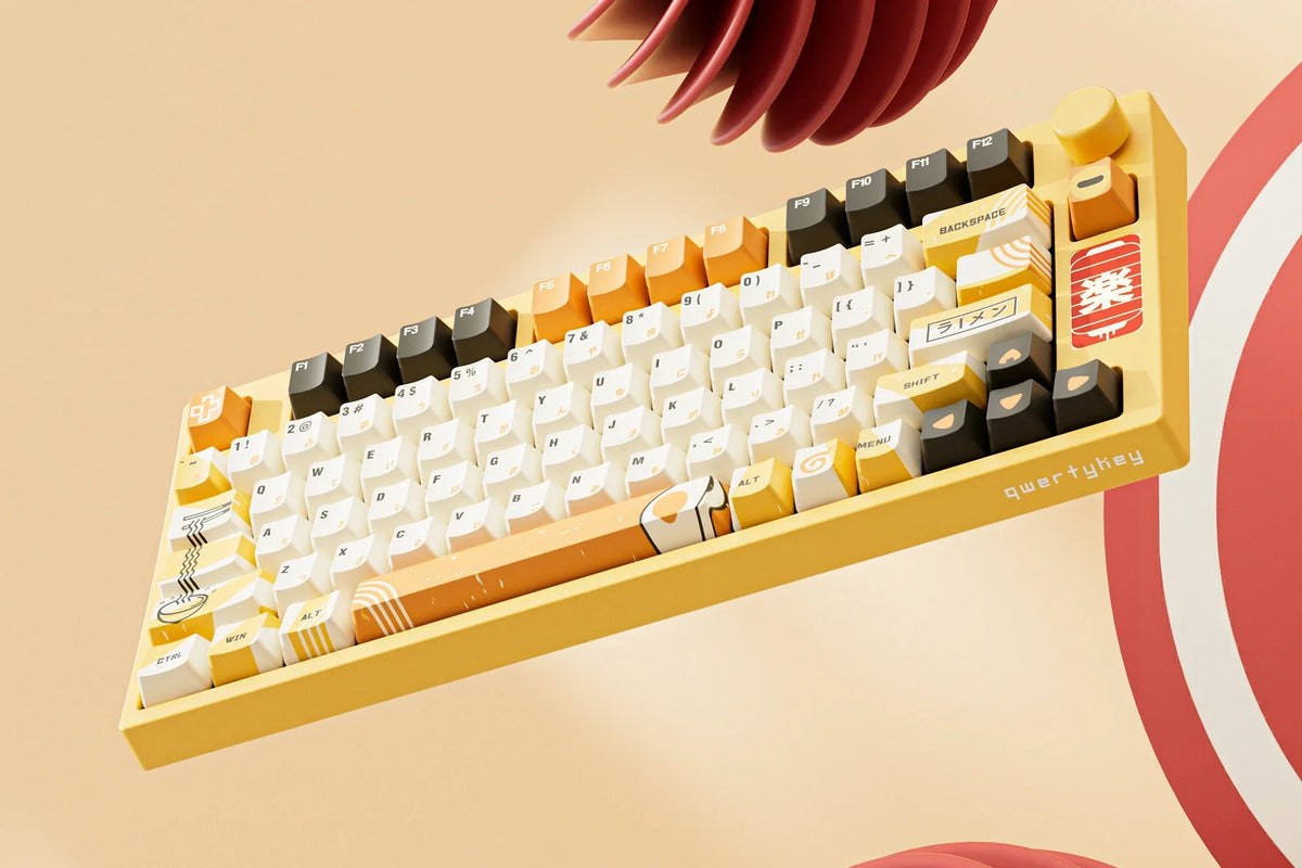 QwertyKey75 Ramen – vezeték nélküli mechanikus gamer billentyűzet, hot-swap, Full RGB, gasket mount