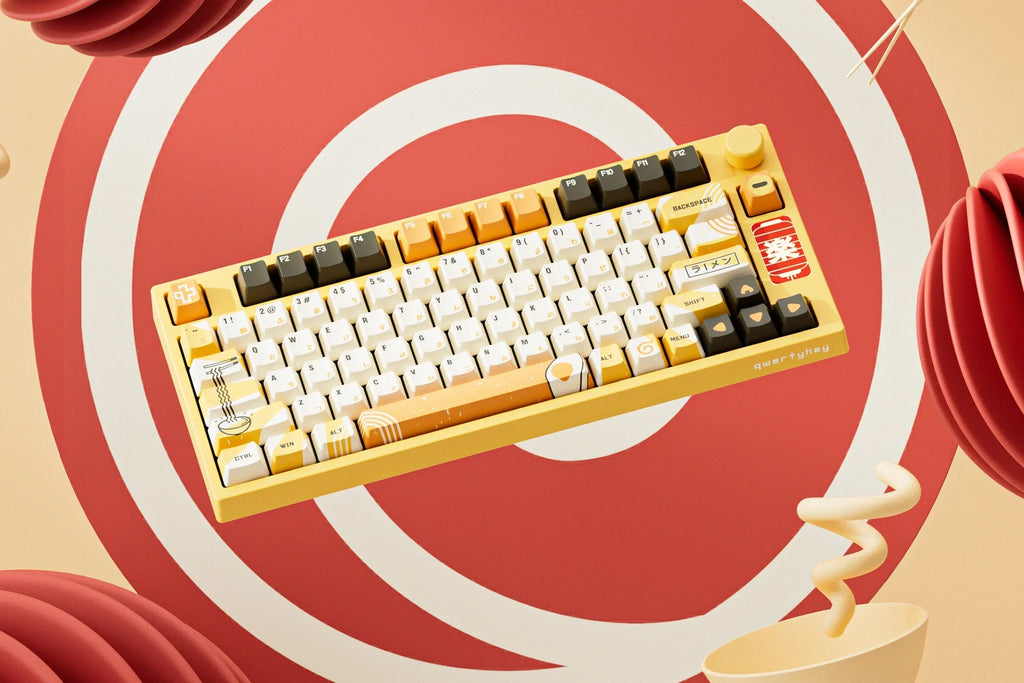 QwertyKey75 Ramen – vezeték nélküli mechanikus gamer billentyűzet, hot-swap, Full RGB, gasket mount