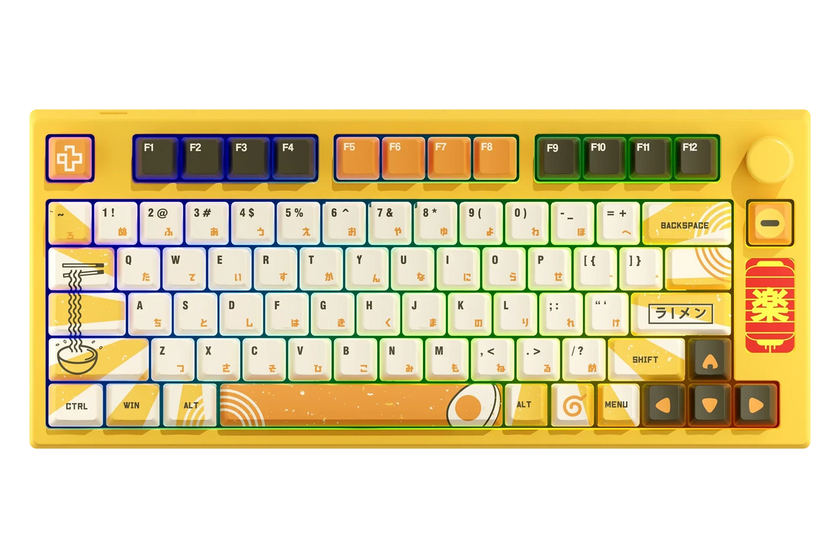 QwertyKey75 Ramen – vezeték nélküli mechanikus gamer billentyűzet, hot-swap, Full RGB, gasket mount