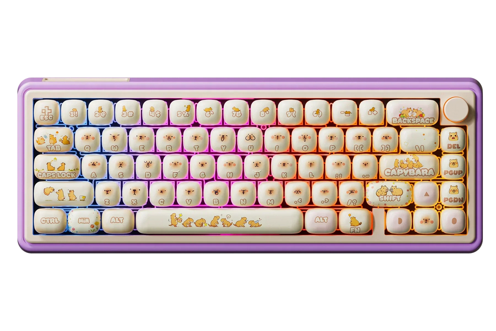 QwertyKey65 Pro Capybara Limited Edition – vezeték nélküli mechanikus gamer billentyűzet, hot-swap, Full RGB, VIA