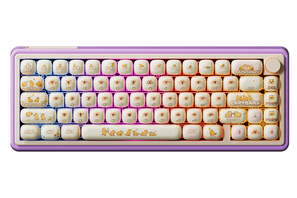 QwertyKey65 Pro Capybara Limited Edition – vezeték nélküli mechanikus gamer billentyűzet, hot-swap, Full RGB, VIA