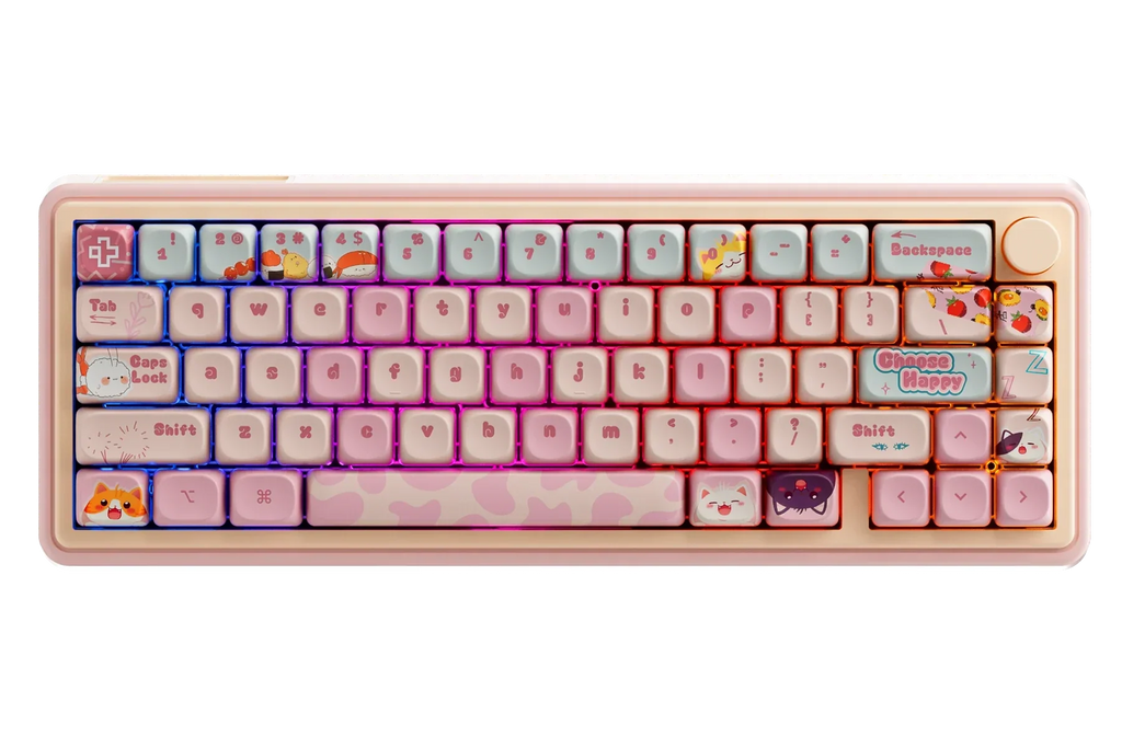 QwertyKey65 Pro Bliss – vezeték nélküli mechanikus gamer billentyűzet, hot-swap, Full RGB, VIA