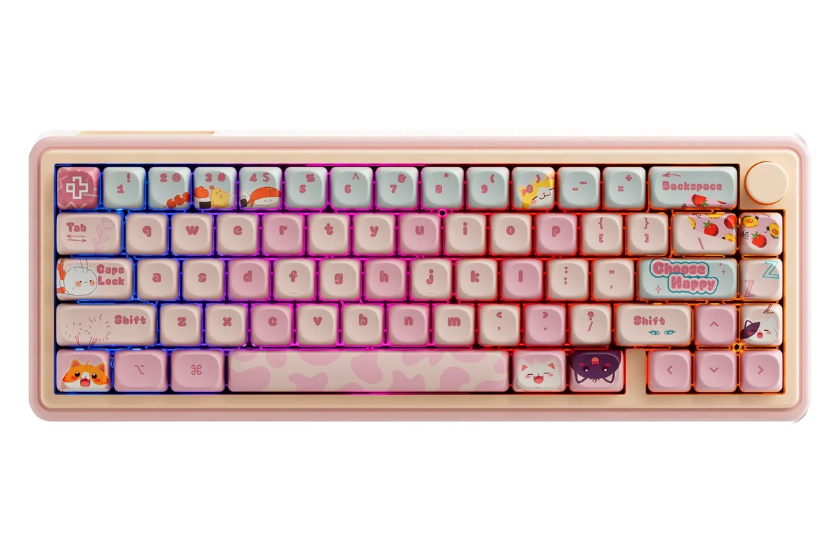 QwertyKey65 Pro Bliss – vezeték nélküli mechanikus gamer billentyűzet, hot-swap, Full RGB, VIA