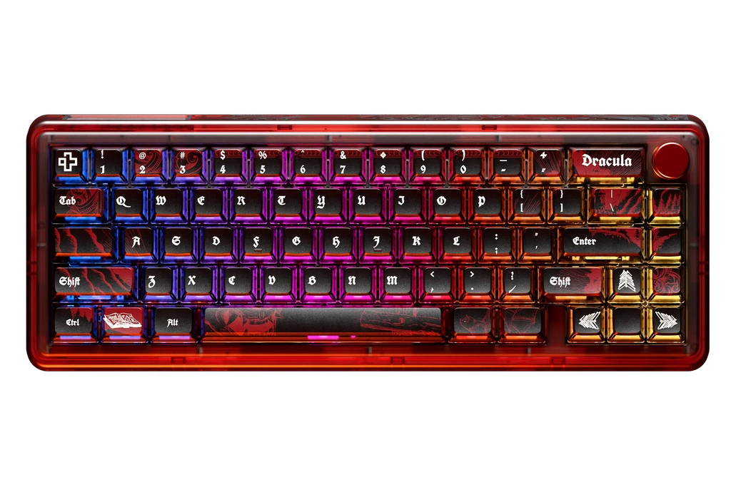 QwertyKey65 Pro Dracula – vezeték nélküli mechanikus gamer billentyűzet, hot-swap, Full RGB, VIA