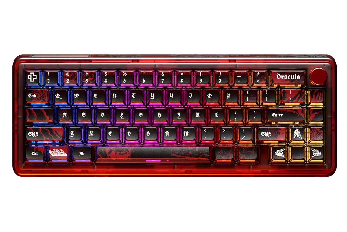 QwertyKey65 Pro Dracula – vezeték nélküli mechanikus gamer billentyűzet, hot-swap, Full RGB, VIA