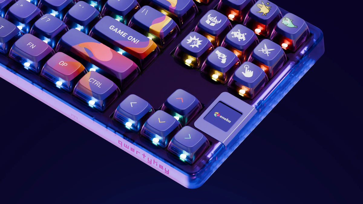 QwertyKey80 x Eneba Limited Edition – vezeték nélküli mechanikus gamer billentyűzet kijelzővel, hot-swap, Full RGB, QMK/VIA, gasket mount