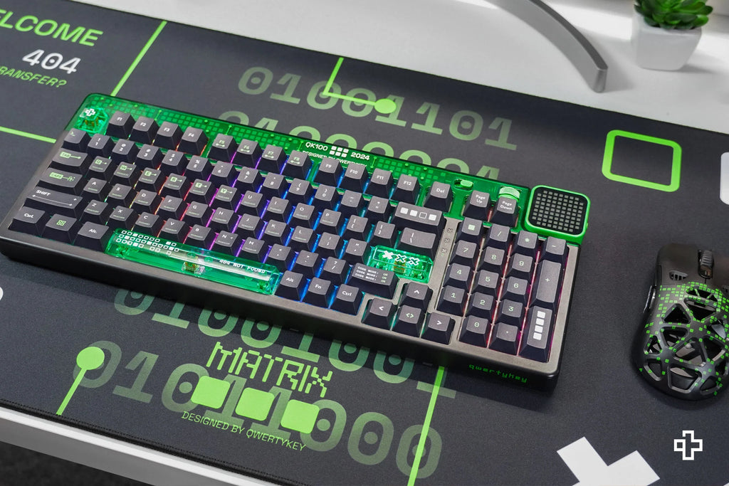 QwertyKey Matrix gamer asztali egérpad, vízálló, varrott szélek, 4 mm, csúszásmentes gumitalp