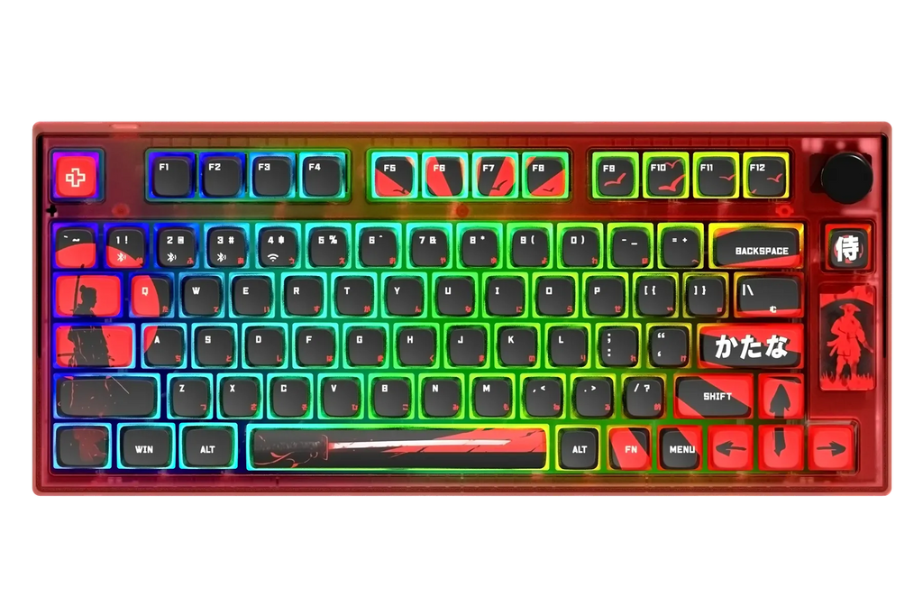 QwertyKey75 Samurai – vezeték nélküli mechanikus gamer billentyűzet, hot-swap, Full RGB, QMK/VIA, gasket mount
