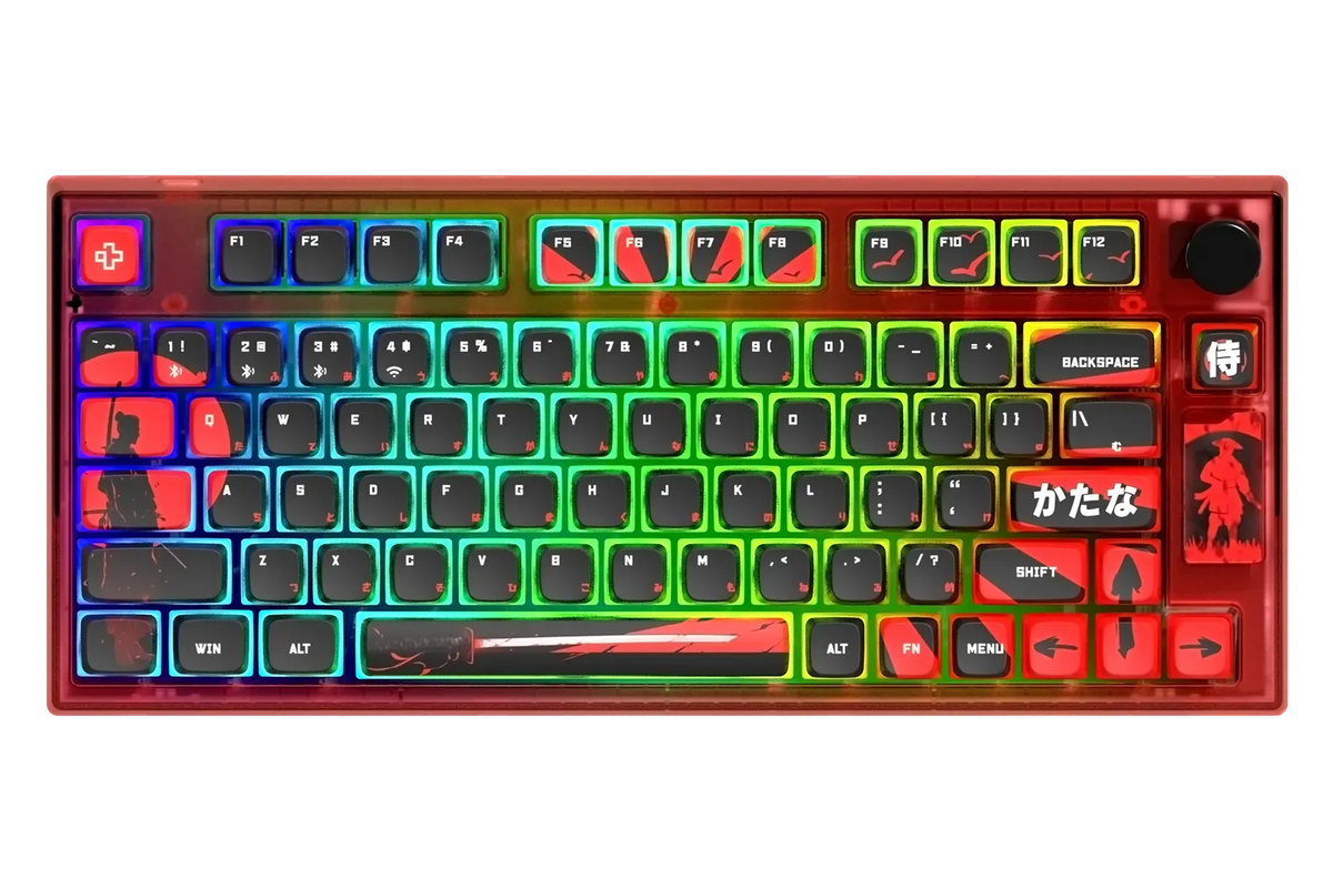 QwertyKey75 Samurai – vezeték nélküli mechanikus gamer billentyűzet, hot-swap, Full RGB, QMK/VIA, gasket mount