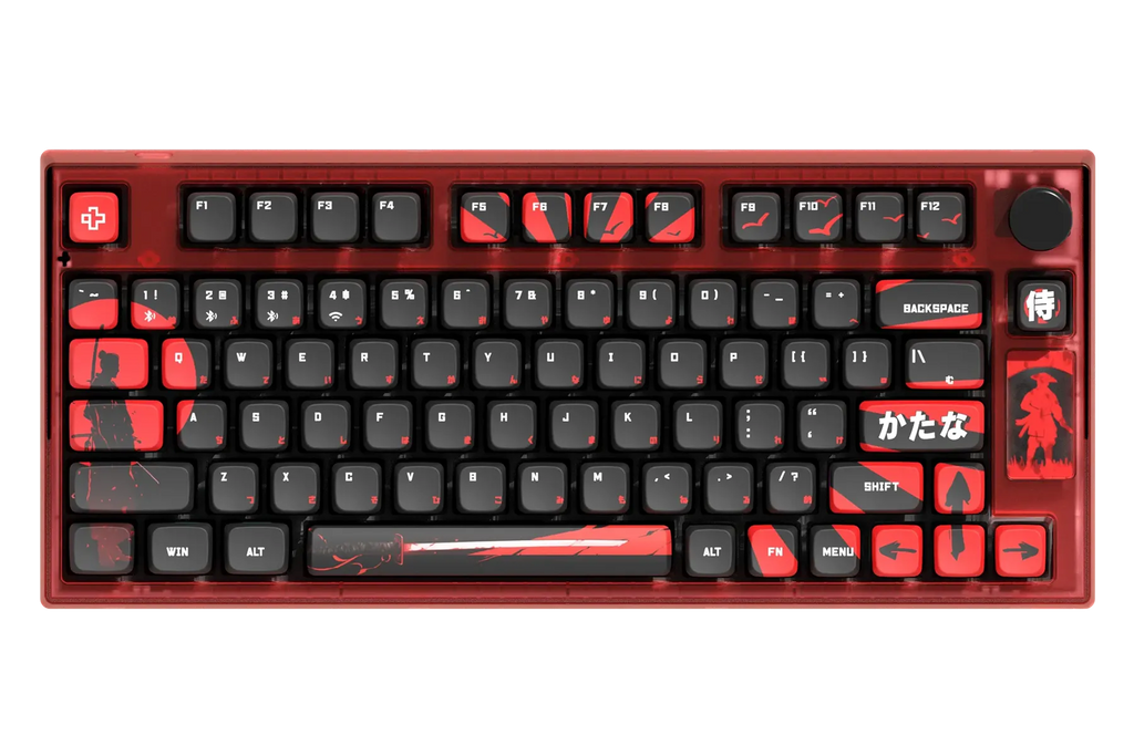 QwertyKey75 Samurai – vezeték nélküli mechanikus gamer billentyűzet, hot-swap, Full RGB, QMK/VIA, gasket mount