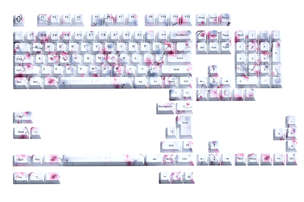 Sakura V2 PBT dye-sub keycap szett, Cherry profil